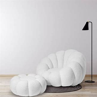 MoreThanWords™ Plush White Lounge Chair; Ottoman Set – Modern Elegance