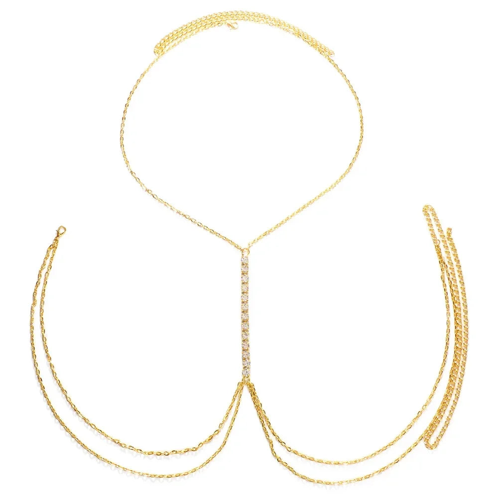 MoreThanWords™ Rhinestone Chest Chain Bikini