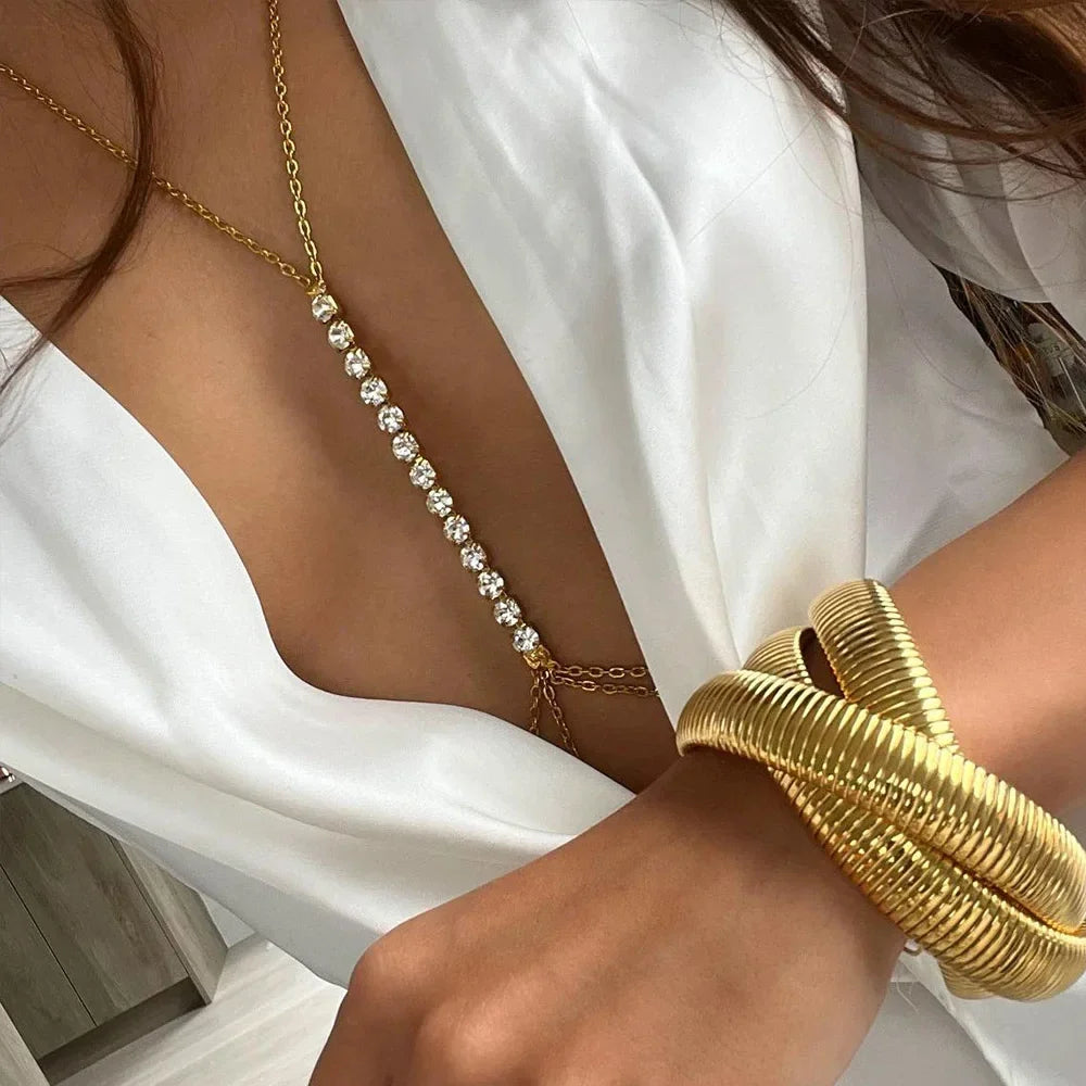 MoreThanWords™ Rhinestone Chest Chain Bikini