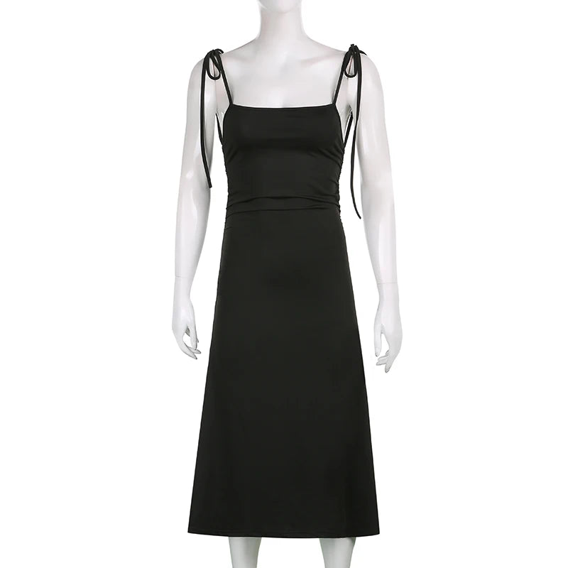 MoreThanWords™ Summer Black Backless Maxi Dress