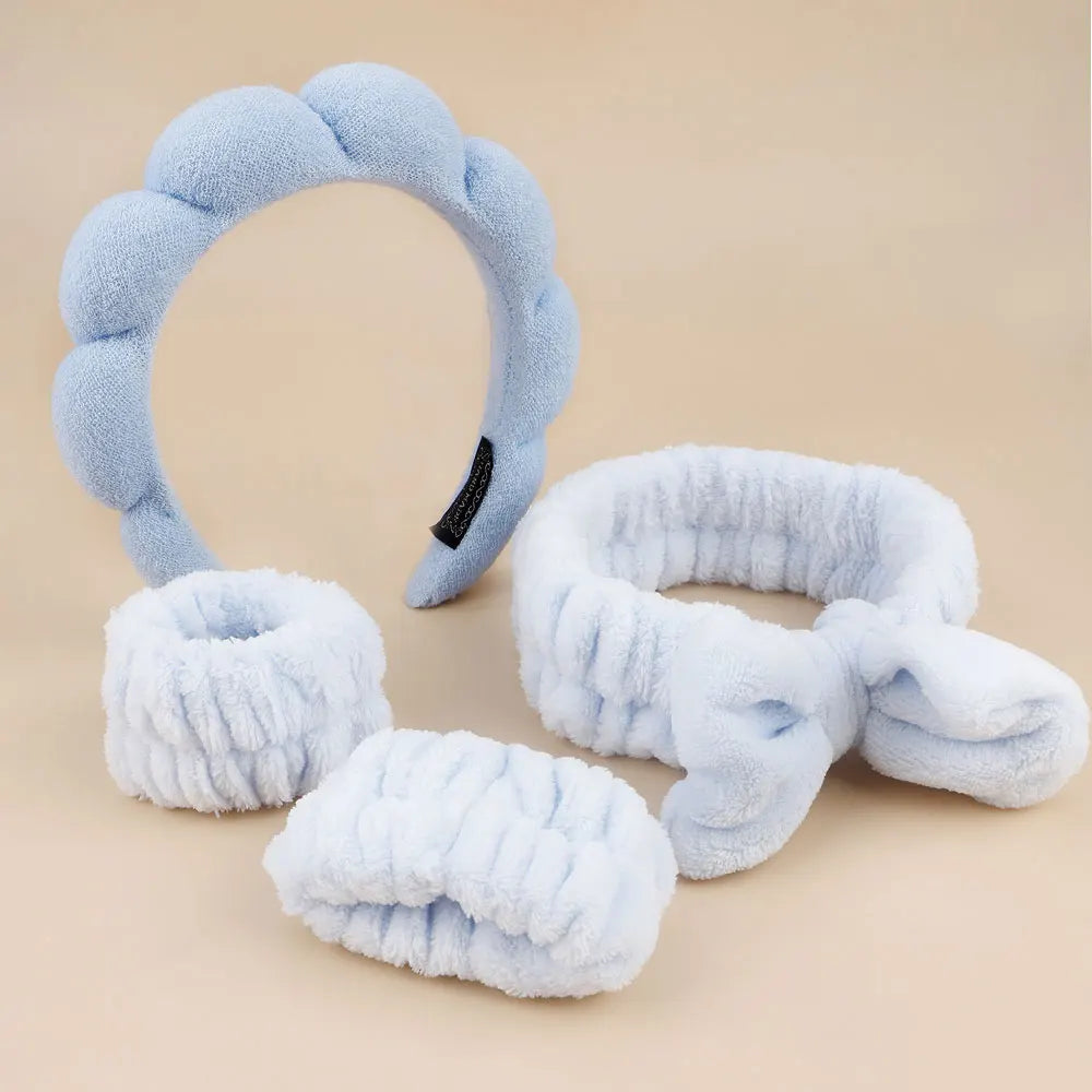 MoreThanWords™  4-Piece Skincare Accessories Set – Spa Headbands & Wristbands for Face Washing & Makeup