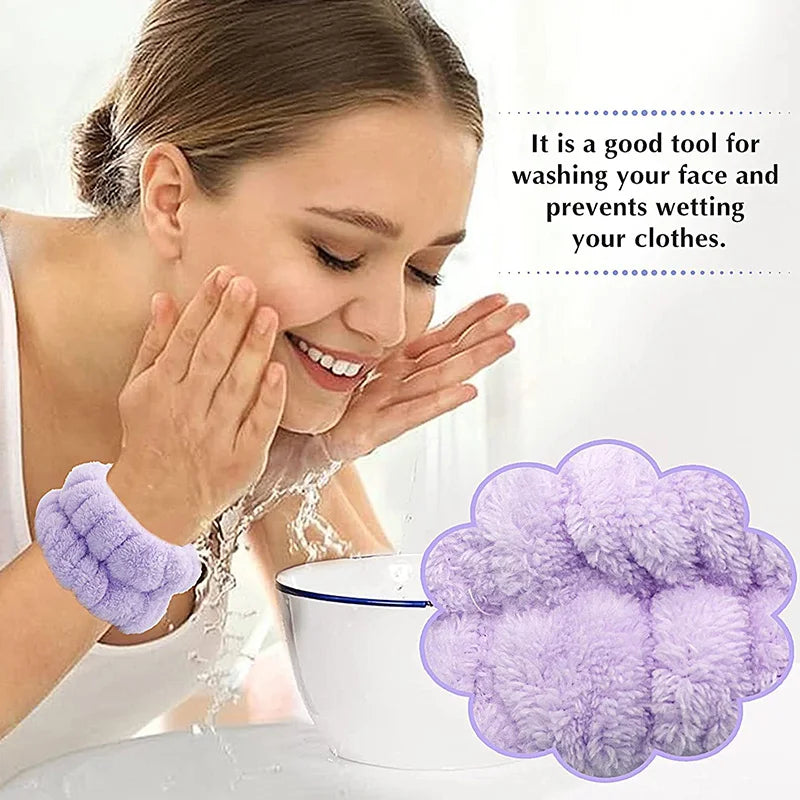 MoreThanWords™ Microfiber Wrist Washbands – No-Mess Face Washing Wrist Scrunchies 