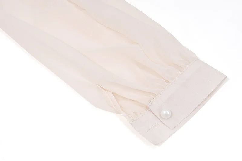 MoreThanWords™ Slope Shoulder Asymmetric Cropped Blouse – Elegant Autumn Essential