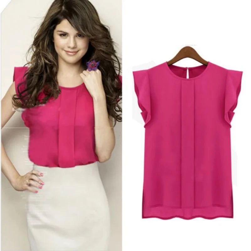 MoreThanWords™ Women’s O-Neck Chiffon Tops – Light, Breezy & Effortlessly Chic