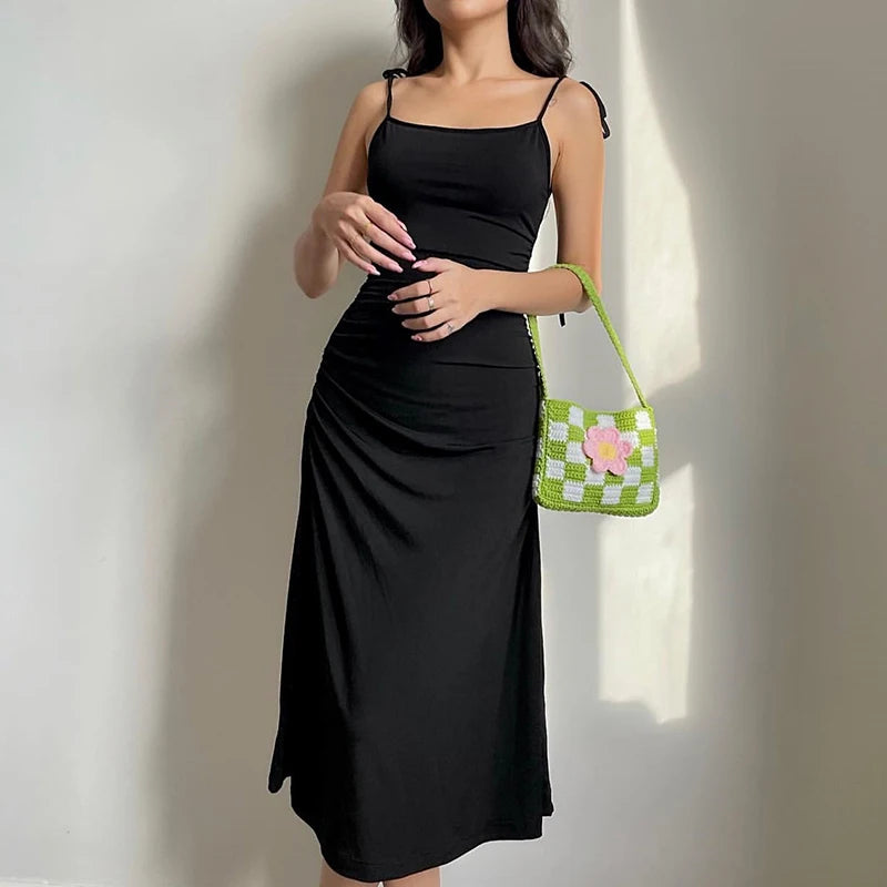 MoreThanWords™ Summer Black Backless Maxi Dress