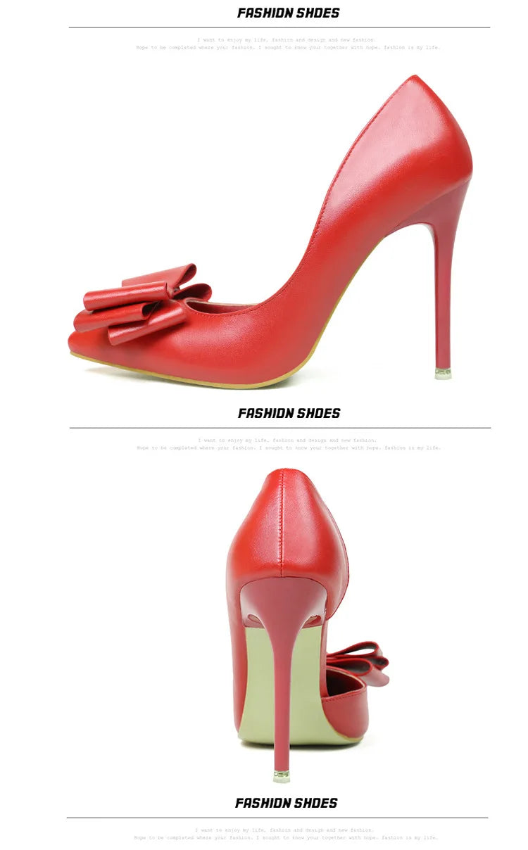 MoreThanWords™ Sweet Bow Stiletto High Heels – Luxury Meets Elegance