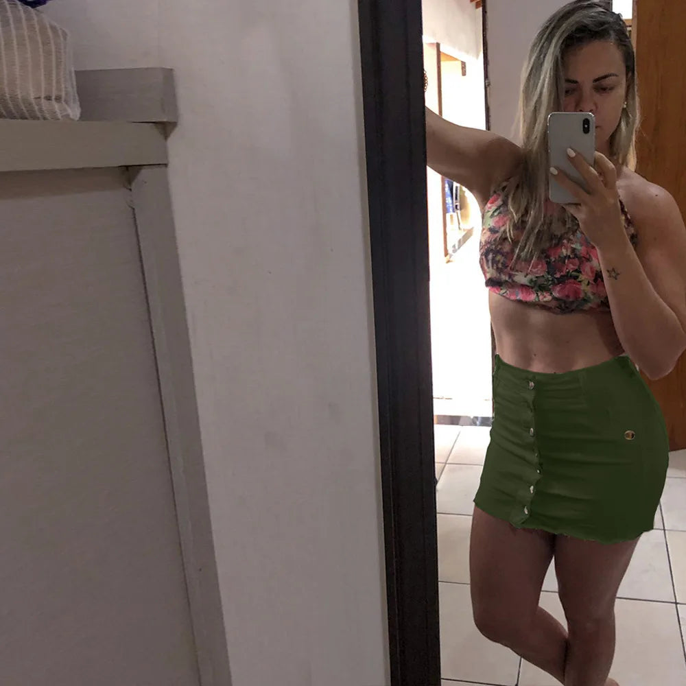 MoreThanWords™ Casual High Waist Denim Mini Skirt