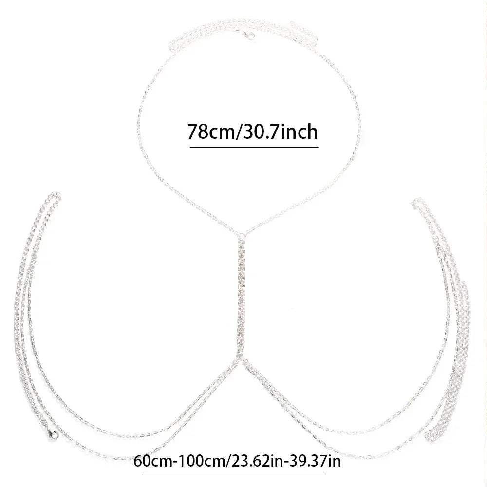 MoreThanWords™ Rhinestone Chest Chain Bikini