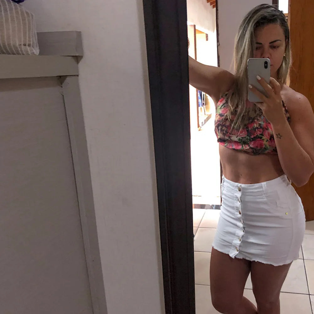 MoreThanWords™ Casual High Waist Denim Mini Skirt