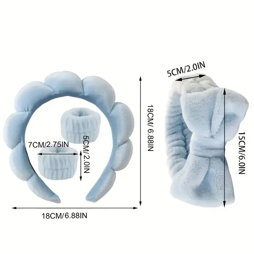 MoreThanWords™  4-Piece Skincare Accessories Set – Spa Headbands & Wristbands for Face Washing & Makeup