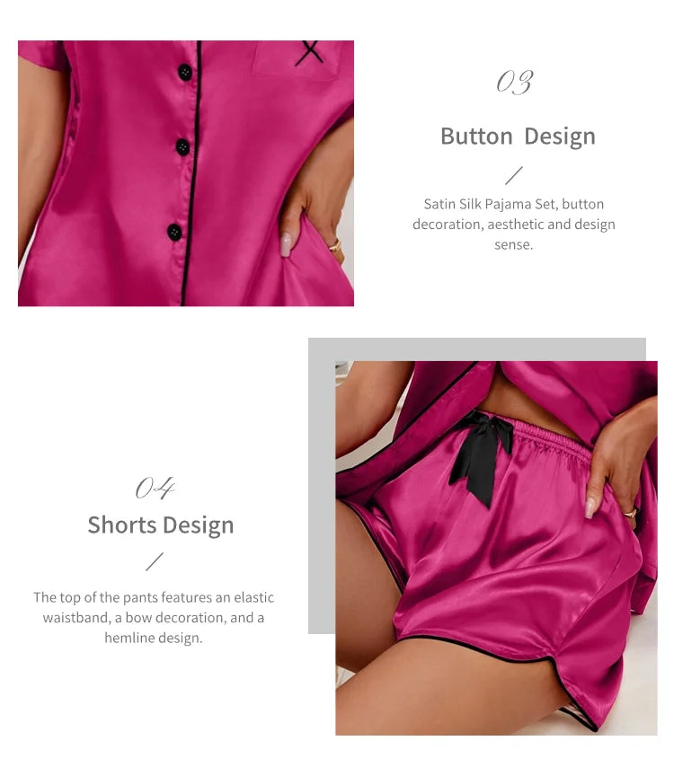 MoreThanWords™ Women’s Heart Embroidered Pajama Set – Button-Down Lounge Sleepwear