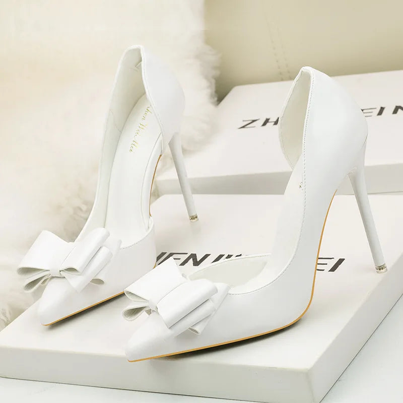 MoreThanWords™ Sweet Bow Stiletto High Heels – Luxury Meets Elegance
