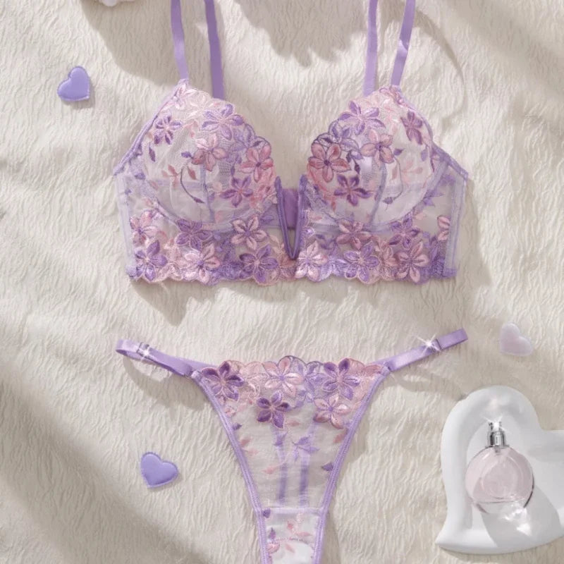 MoreThanWords™ Valentine’s Eve Temptation – Light Purple See-Through Lingerie Set