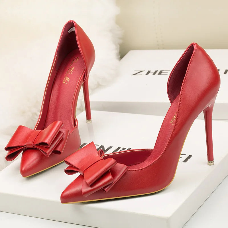 MoreThanWords™ Sweet Bow Stiletto High Heels – Luxury Meets Elegance
