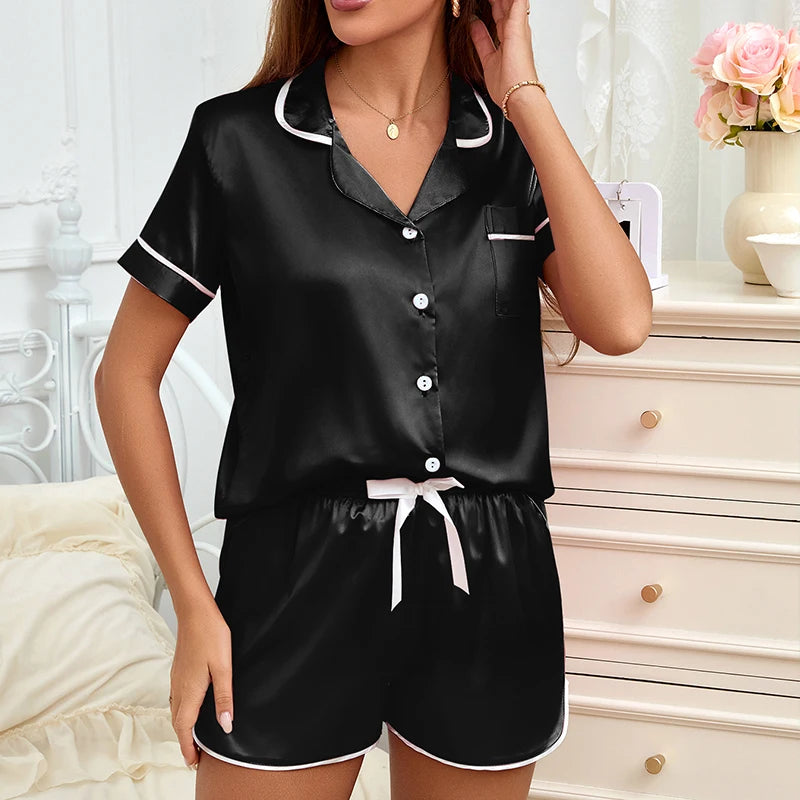 MoreThanWords™ Women’s Heart Embroidered Pajama Set – Button-Down Lounge Sleepwear