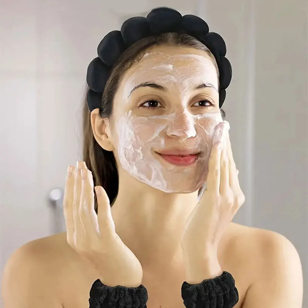 MoreThanWords™  4-Piece Skincare Accessories Set – Spa Headbands & Wristbands for Face Washing & Makeup