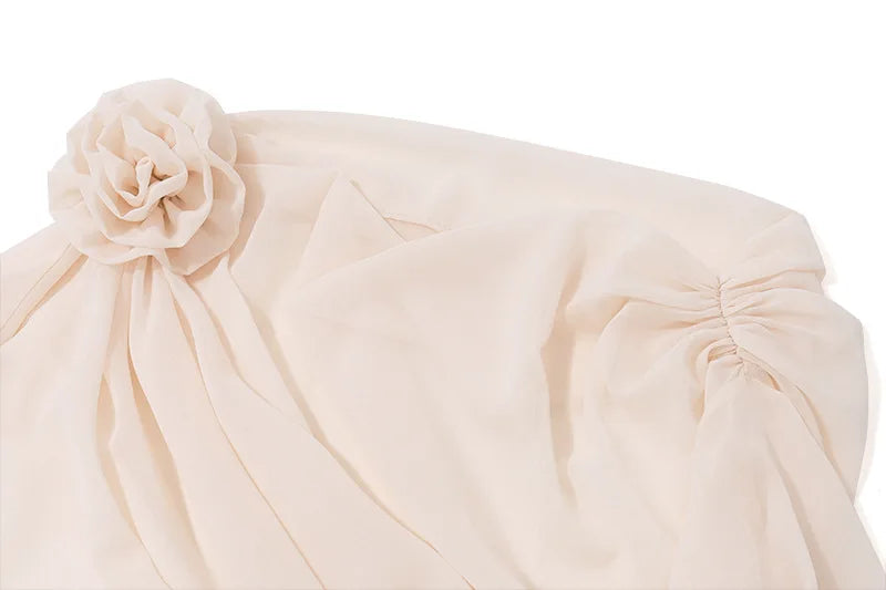 MoreThanWords™ Slope Shoulder Asymmetric Cropped Blouse – Elegant Autumn Essential