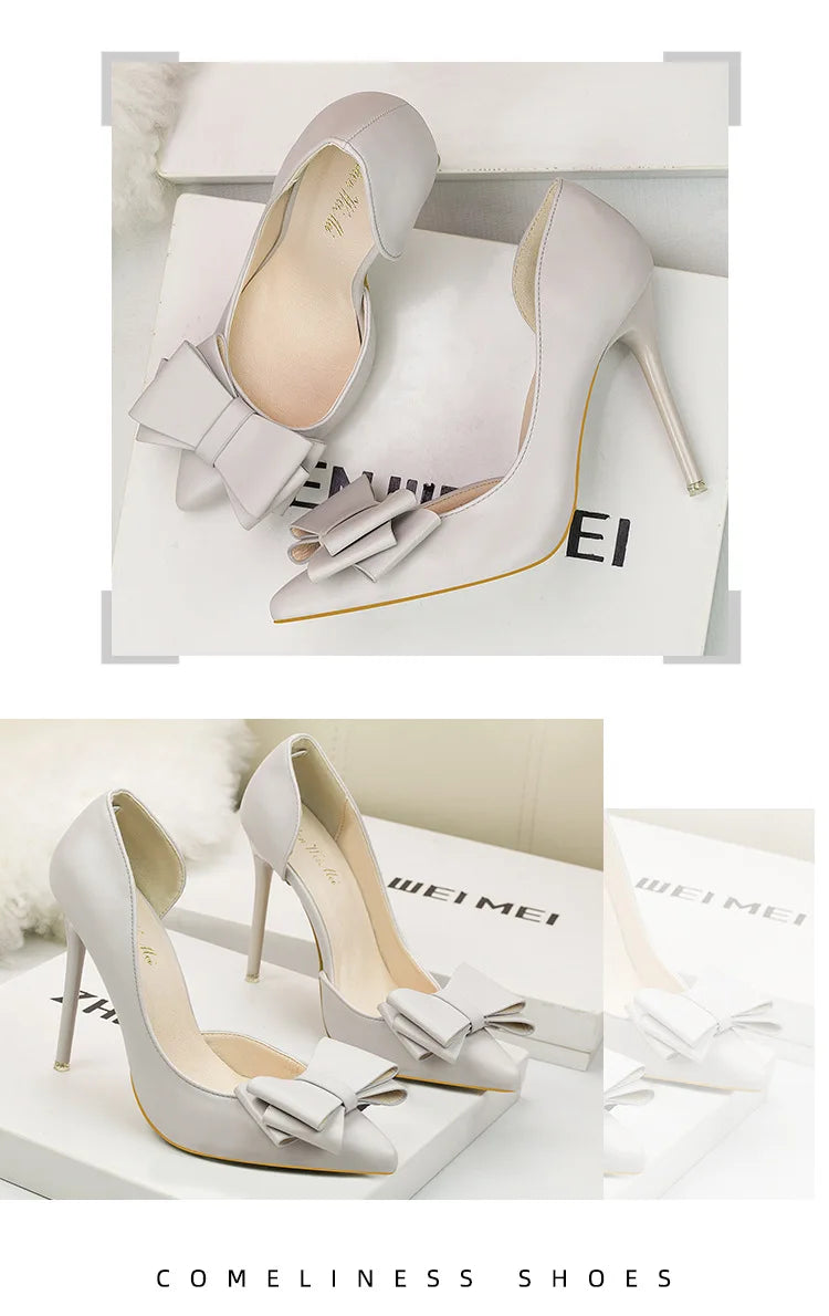 MoreThanWords™ Sweet Bow Stiletto High Heels – Luxury Meets Elegance