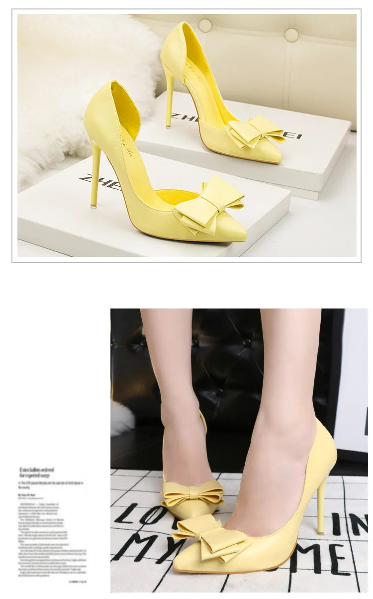 MoreThanWords™ Sweet Bow Stiletto High Heels – Luxury Meets Elegance