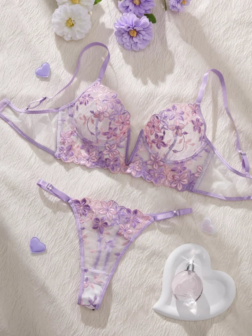 MoreThanWords™ Valentine’s Eve Temptation – Light Purple See-Through Lingerie Set