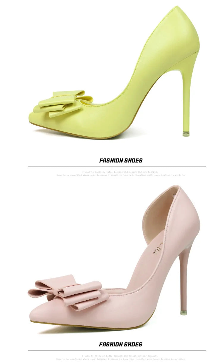 MoreThanWords™ Sweet Bow Stiletto High Heels – Luxury Meets Elegance