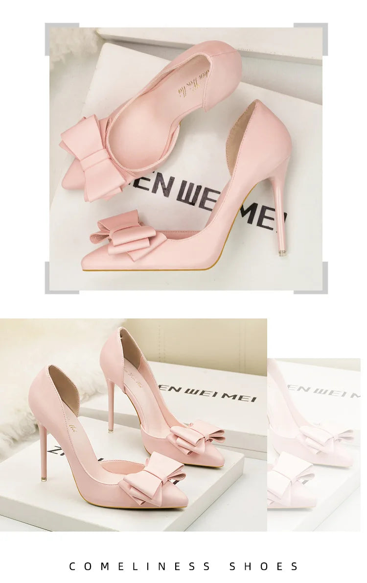 MoreThanWords™ Sweet Bow Stiletto High Heels – Luxury Meets Elegance