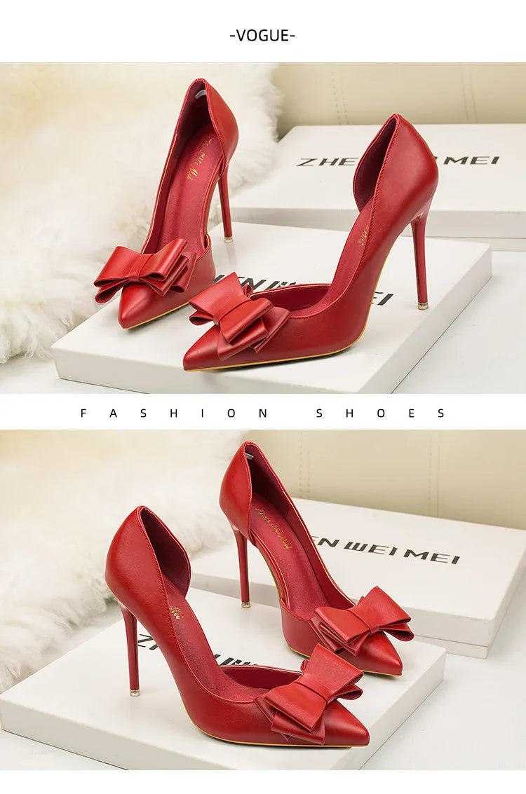MoreThanWords™ Sweet Bow Stiletto High Heels – Luxury Meets Elegance