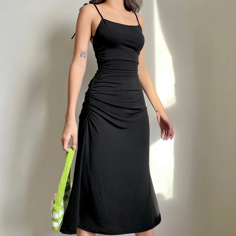 MoreThanWords™ Summer Black Backless Maxi Dress