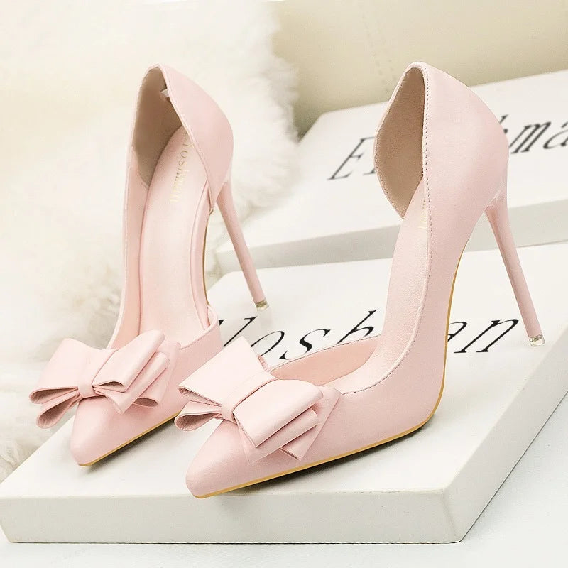 MoreThanWords™ Sweet Bow Stiletto High Heels – Luxury Meets Elegance