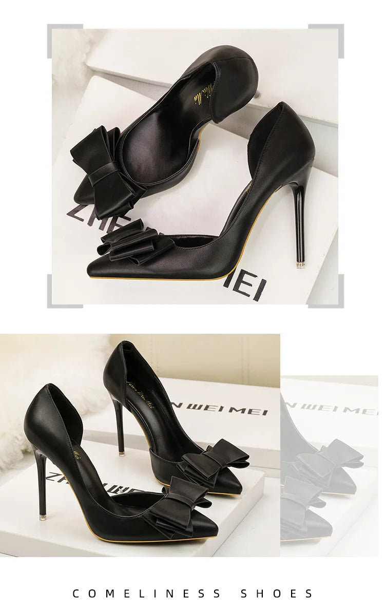 MoreThanWords™ Sweet Bow Stiletto High Heels – Luxury Meets Elegance