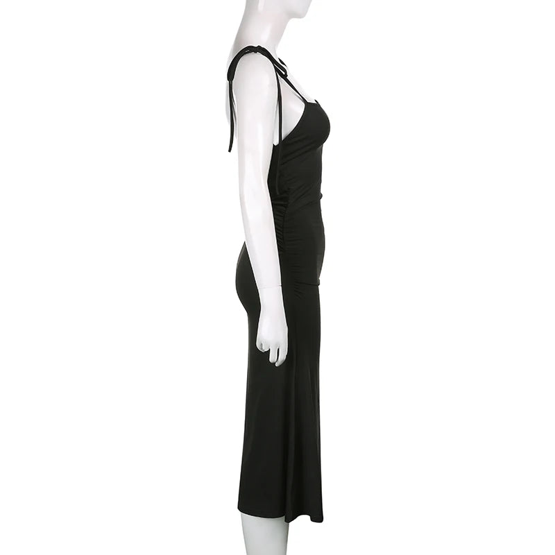 MoreThanWords™ Summer Black Backless Maxi Dress