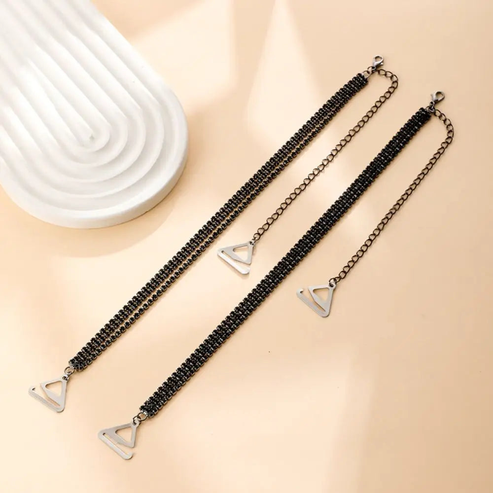 MoreThanWords™ Shiny Metal Bra Straps with Three Rows of Rhinestones – Glamorous & Adjustable