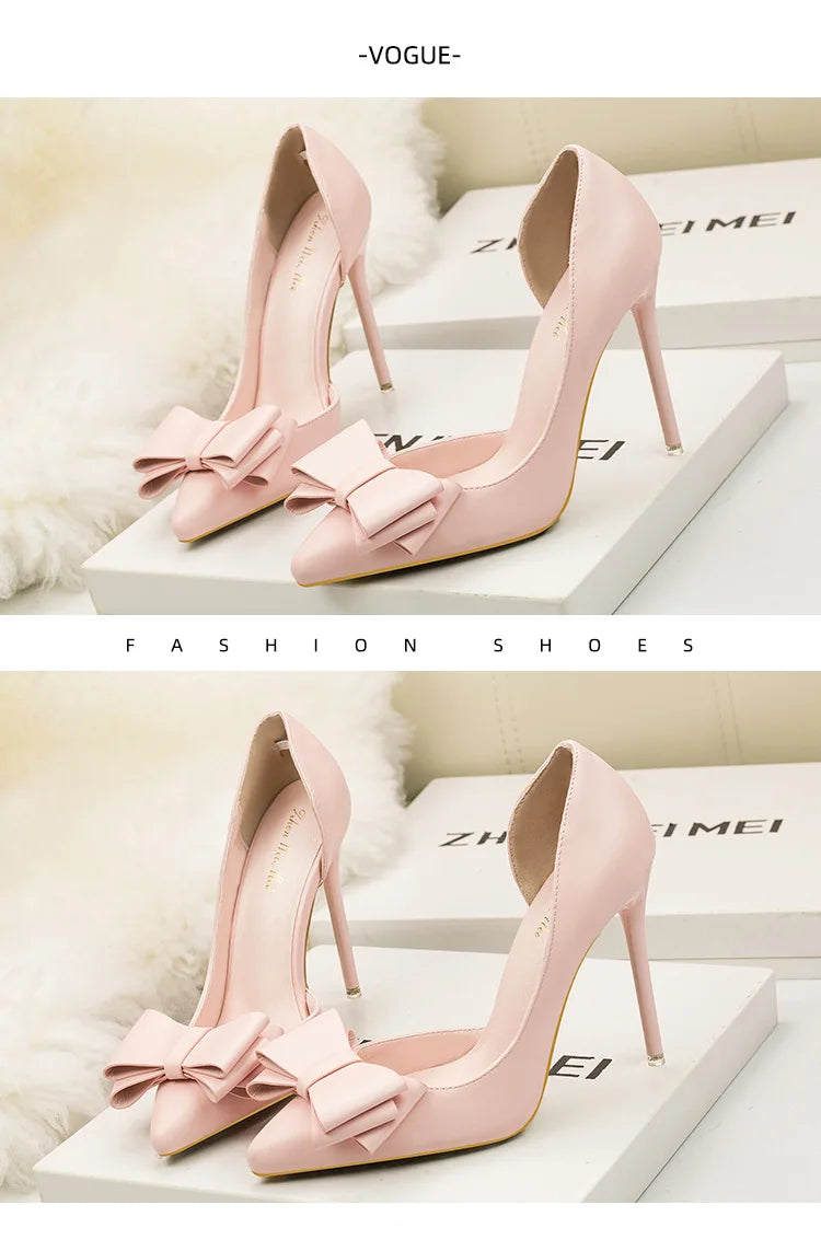 MoreThanWords™ Sweet Bow Stiletto High Heels – Luxury Meets Elegance