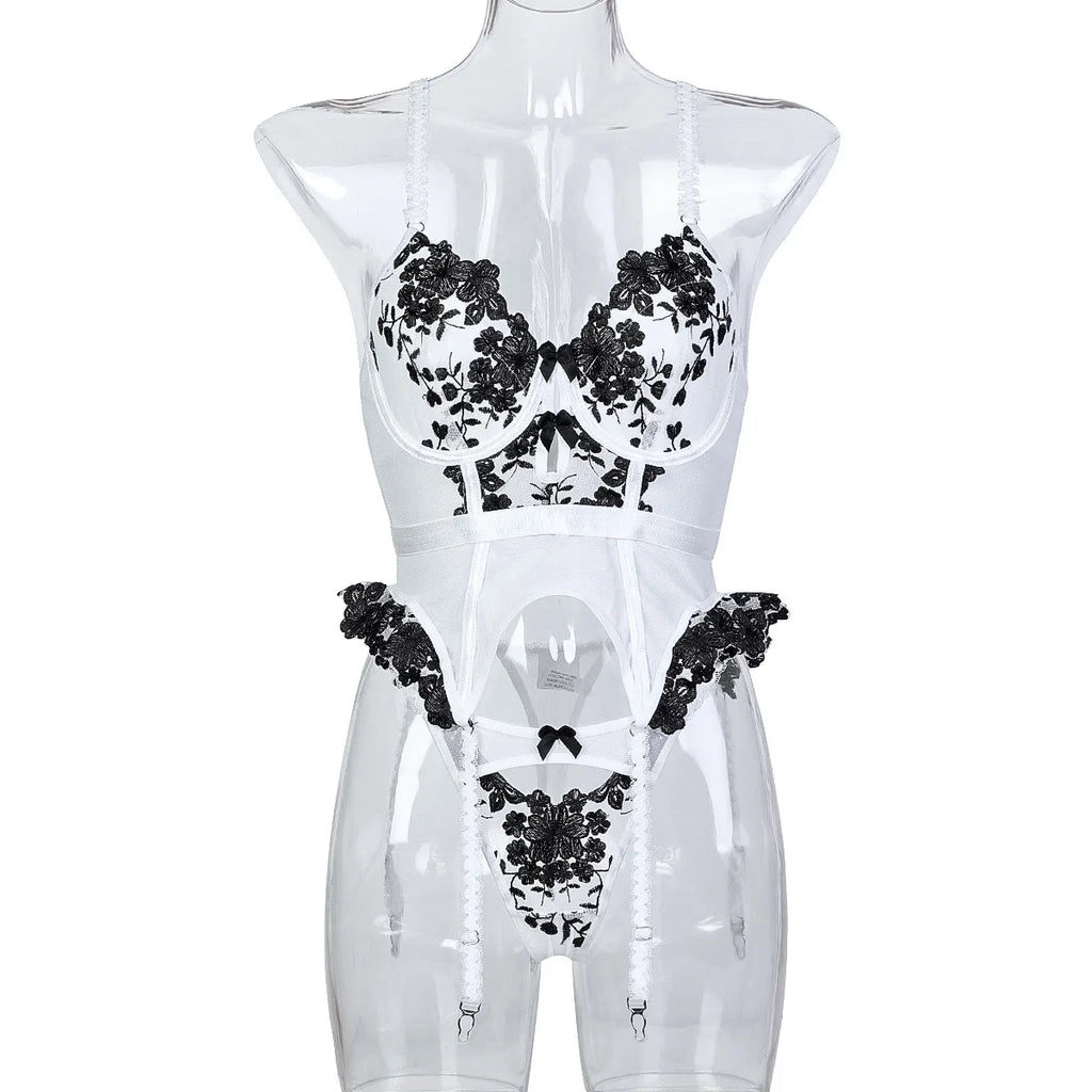 MoreThanWords™ 3-Piece Sheer Lace Corset Set – Turn Up the Heat