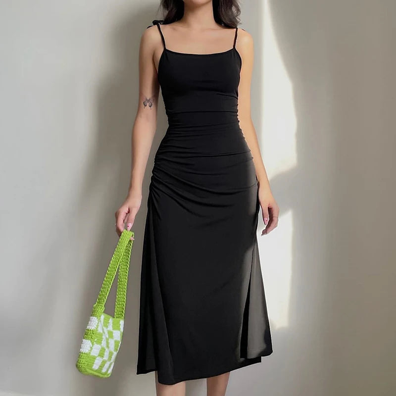 MoreThanWords™ Summer Black Backless Maxi Dress