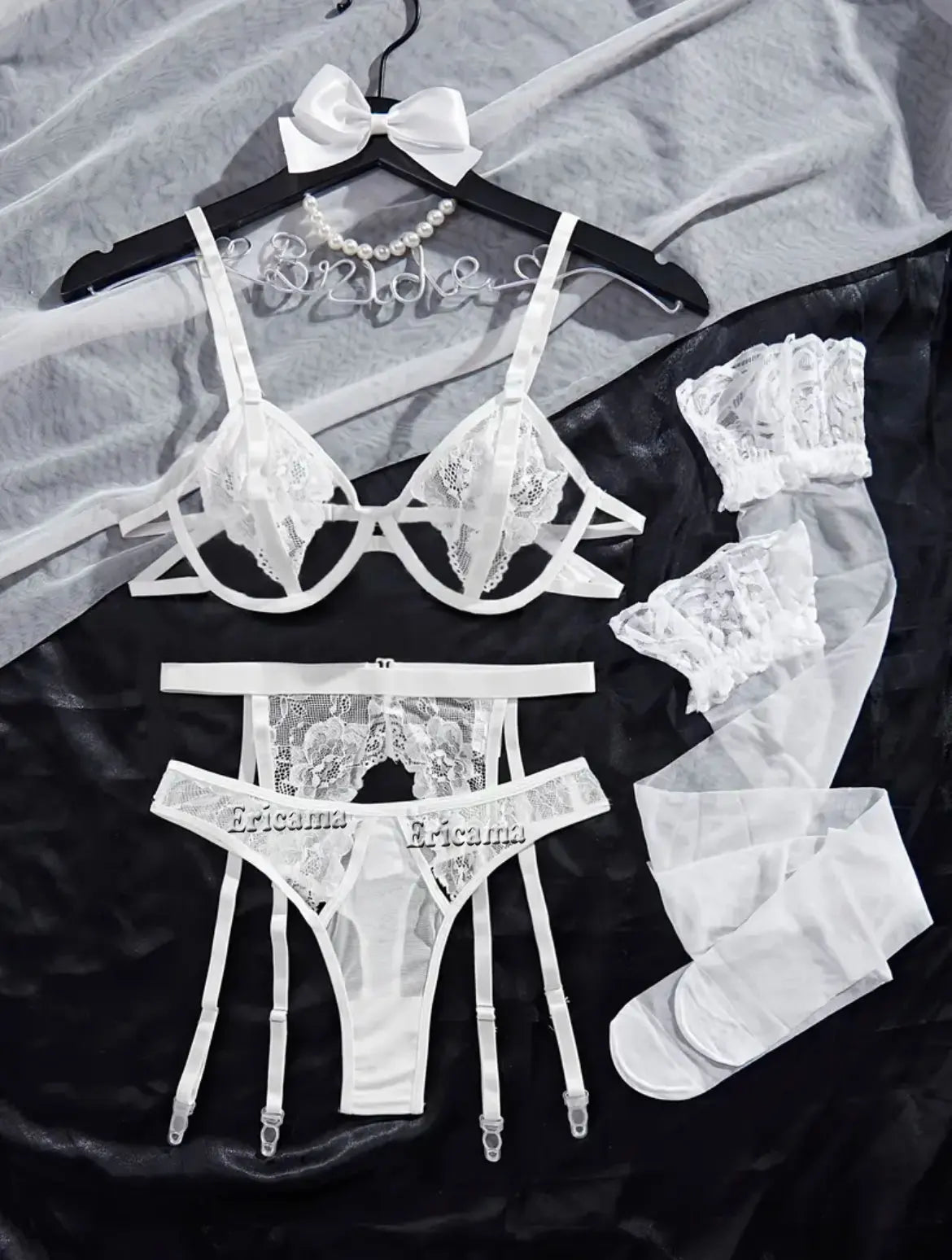 MoreThanWords™ Lace Garter Lingerie Set with Choker