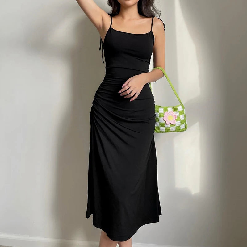 MoreThanWords™ Summer Black Backless Maxi Dress
