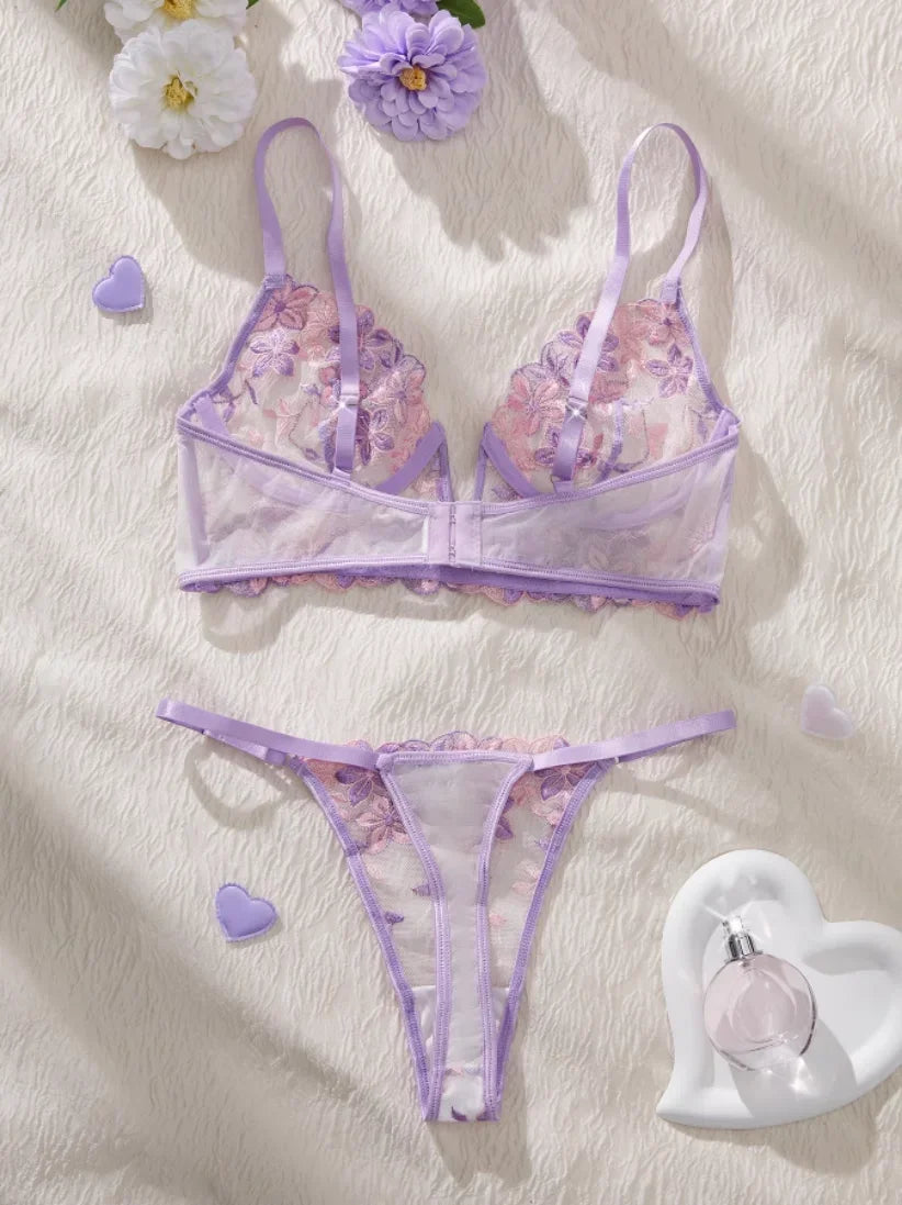 MoreThanWords™ Valentine’s Eve Temptation – Light Purple See-Through Lingerie Set