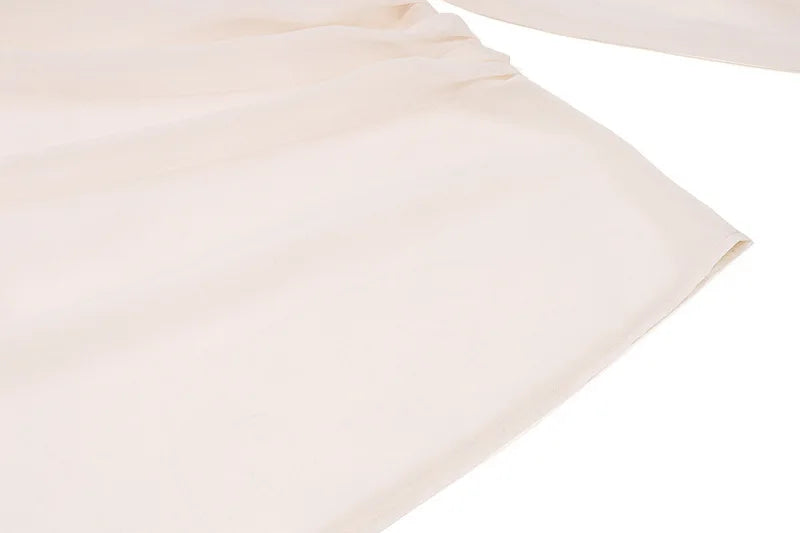 MoreThanWords™ Slope Shoulder Asymmetric Cropped Blouse – Elegant Autumn Essential