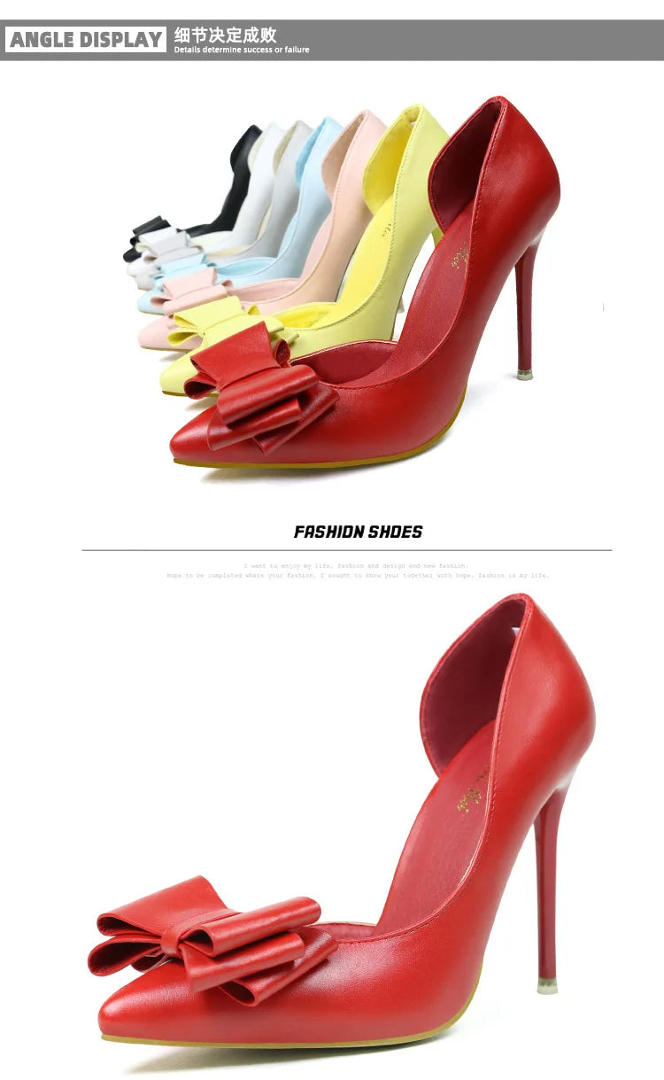 MoreThanWords™ Sweet Bow Stiletto High Heels – Luxury Meets Elegance