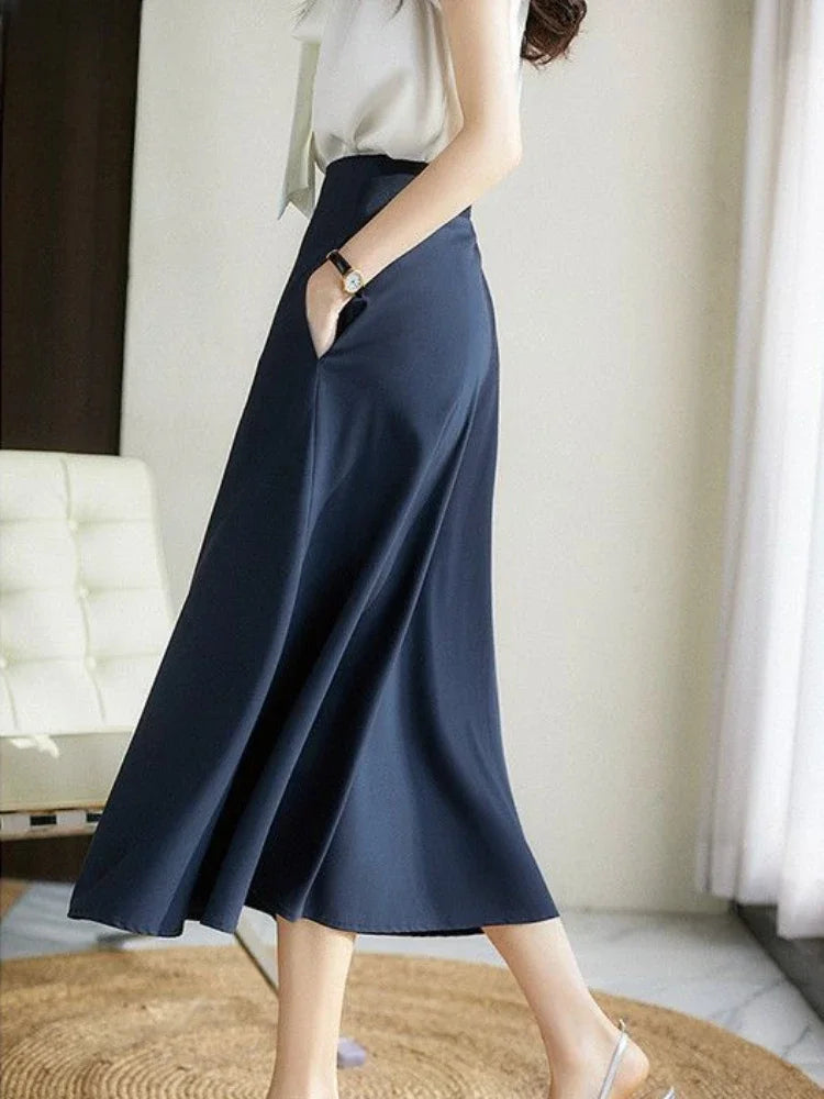 MoreThanWords™ Kawaii Maxi Skirt with Pocket – Vintage Aesthetic Meets Modern Cute