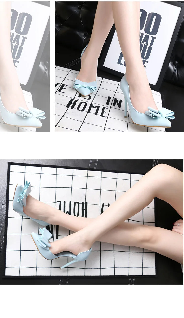 MoreThanWords™ Sweet Bow Stiletto High Heels – Luxury Meets Elegance