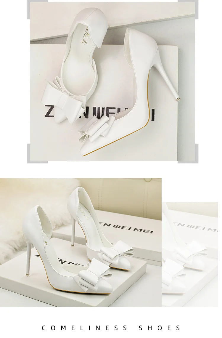 MoreThanWords™ Sweet Bow Stiletto High Heels – Luxury Meets Elegance