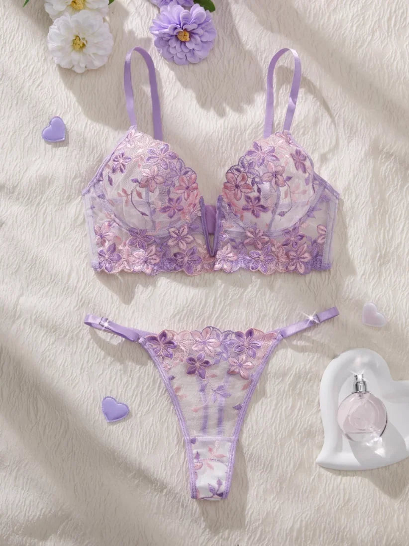 MoreThanWords™ Valentine’s Eve Temptation – Light Purple See-Through Lingerie Set