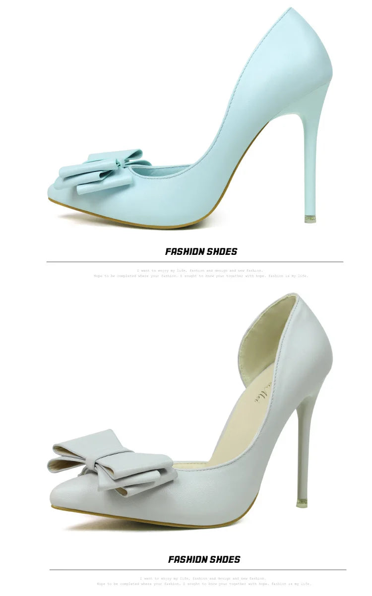 MoreThanWords™ Sweet Bow Stiletto High Heels – Luxury Meets Elegance
