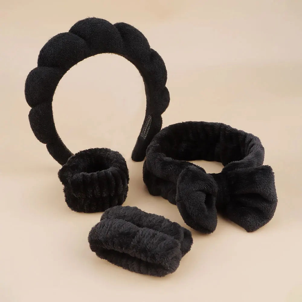 MoreThanWords™  4-Piece Skincare Accessories Set – Spa Headbands & Wristbands for Face Washing & Makeup