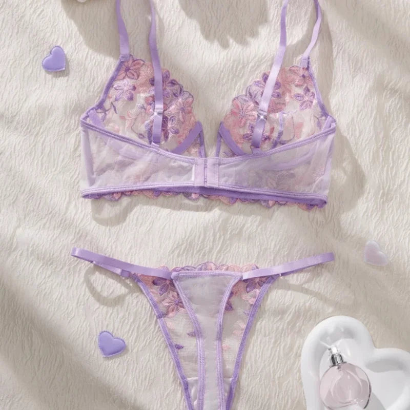MoreThanWords™ Valentine’s Eve Temptation – Light Purple See-Through Lingerie Set