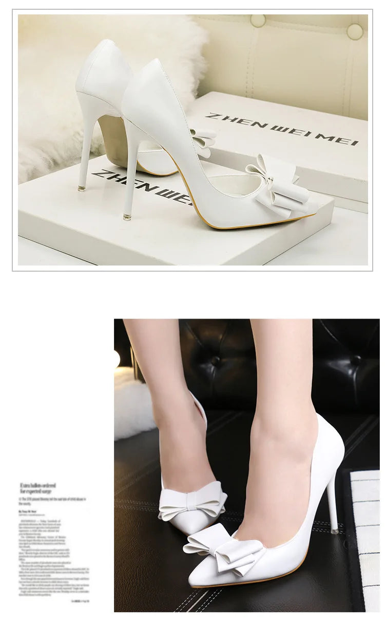 MoreThanWords™ Sweet Bow Stiletto High Heels – Luxury Meets Elegance