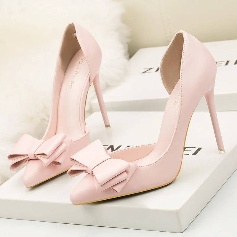 MoreThanWords™ Sweet Bow Stiletto High Heels – Luxury Meets Elegance