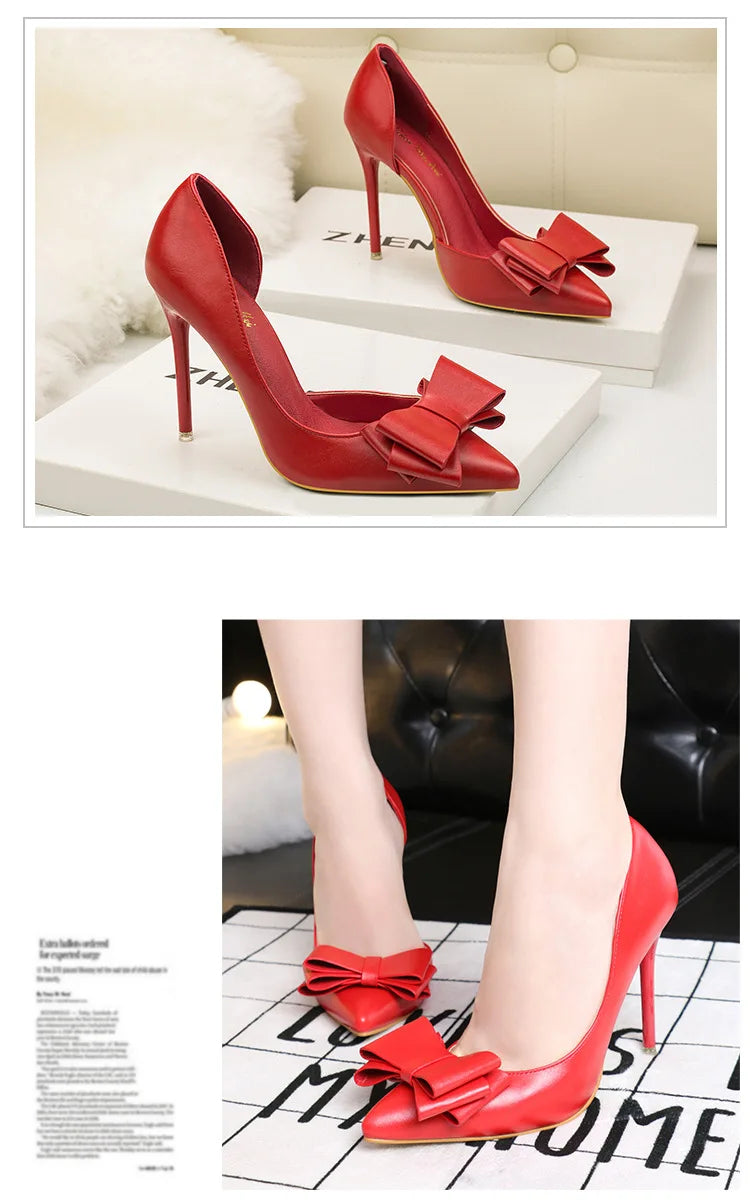 MoreThanWords™ Sweet Bow Stiletto High Heels – Luxury Meets Elegance